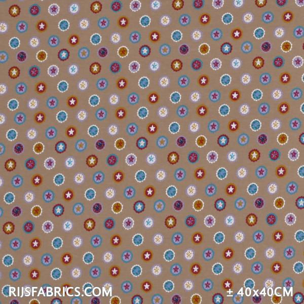 Jersey Cotton Star In Bulb Beige Printed Cotton Jersey