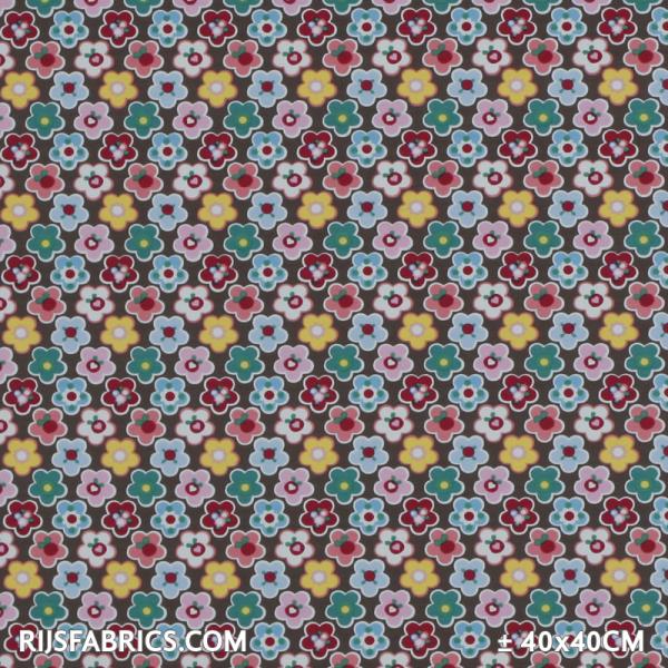 Chidren Fabrics Jersey - Bright Flowers Taupe Printed Cotton Jersey