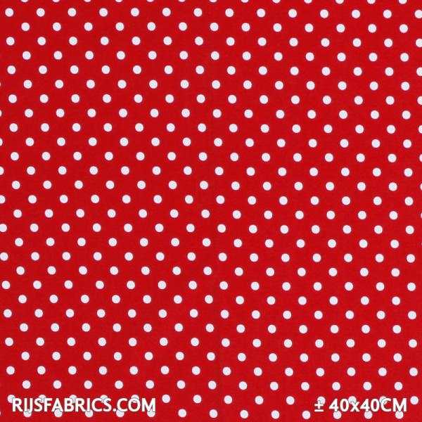 Jersey Dots 8mm Red White Dots Cotton Jersey