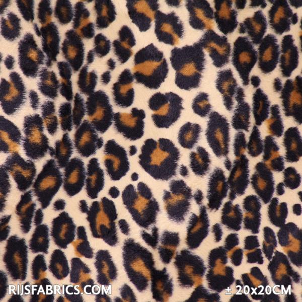 Velboa Little Leopard Dark Brown Beige Velboa Fabric