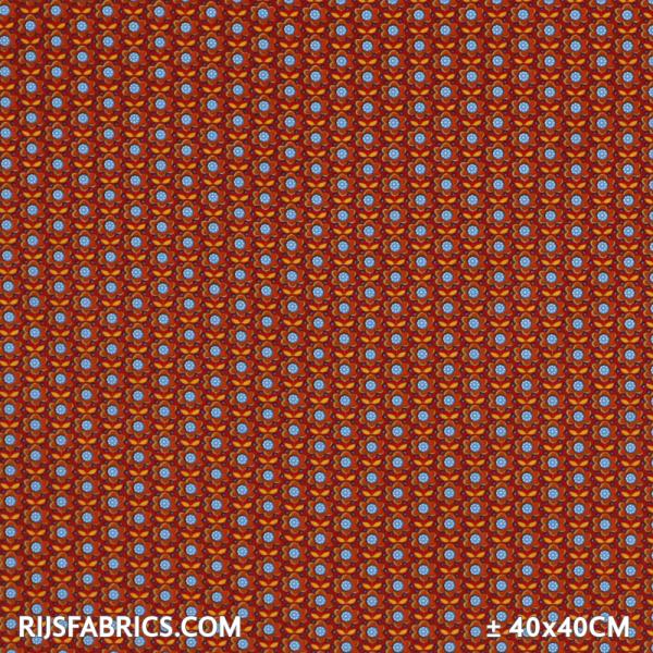 Child Fabric – Retro Print Red Orange Child Fabric Cotton