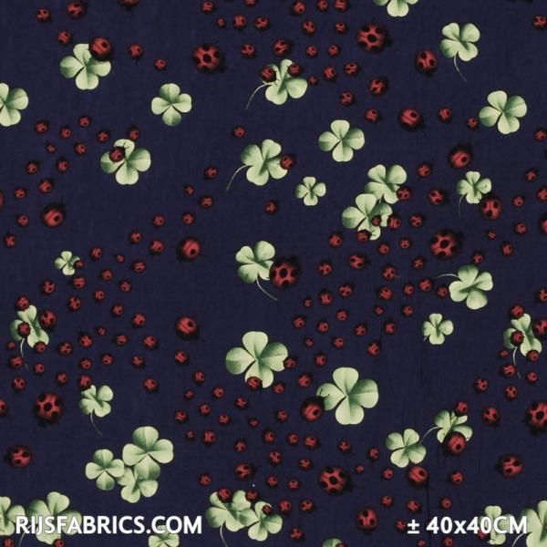 Child Fabric – Ladybug Clover Navy Child Fabric Cotton
