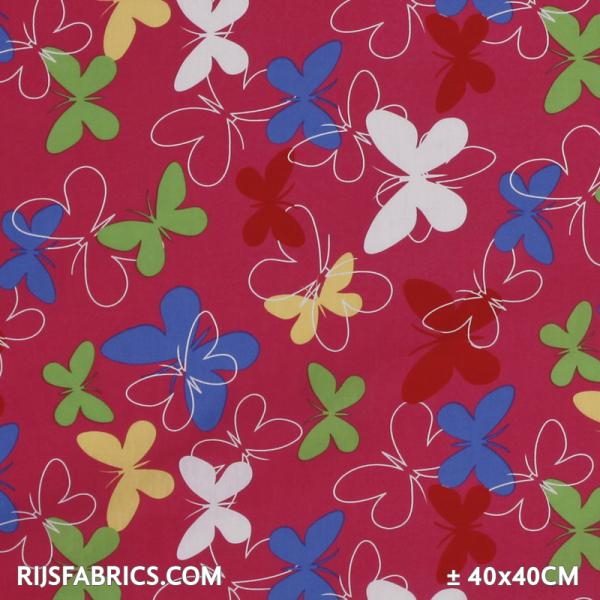 Child Fabric - Large Butterflies Fuchsia Child Fabric Cotton