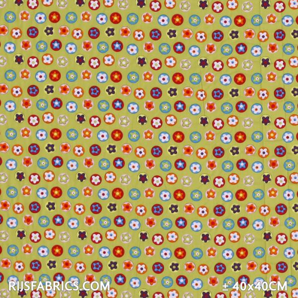 Child Fabric – Flower In Bulb Lime Child Fabric Cotton