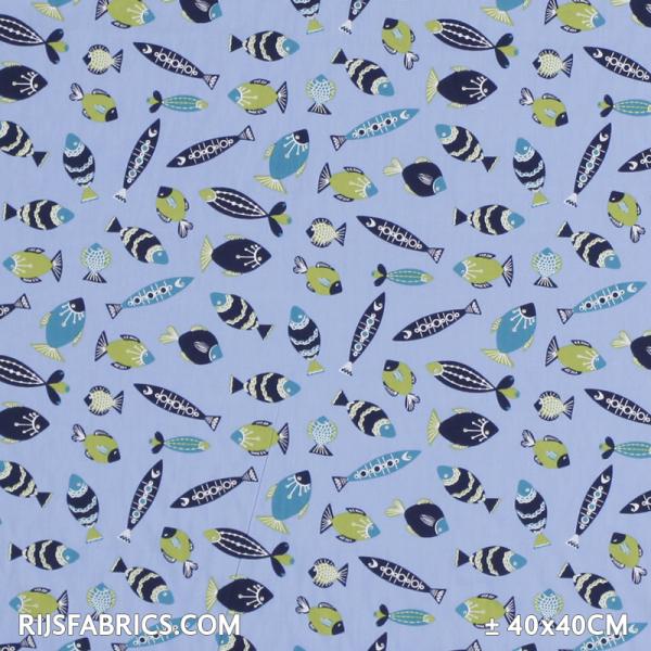 Child Fabric – Fish Light Blue Child Fabric Cotton