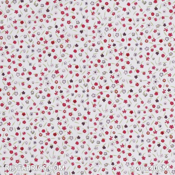 Cotton Prints – Grass Flower Red Cotton Poplin Printed