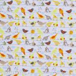 Child Fabric – A Bird on a Branch White Beige Child Fabric Cotton