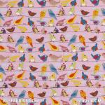 Child Fabric - A Bird on a Branch Pink Child Fabric Cotton
