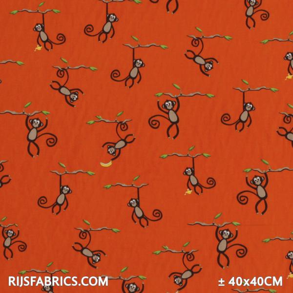 Child Fabric - Monkeys Orange Child Fabric Cotton