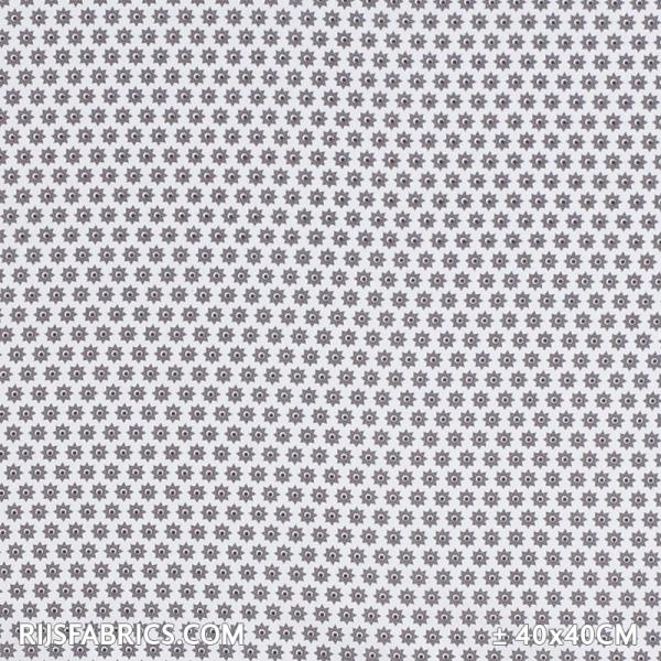 Child Fabric - Starflower White Grey Child Fabric Cotton