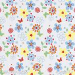 Child Fabric - Flower Butterfly White Child Fabric Cotton