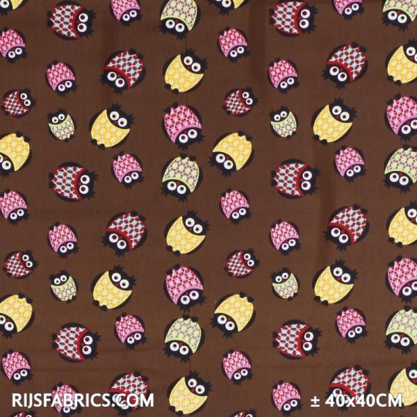 Child Fabric - Owl Fabric Brown Child Fabric Cotton