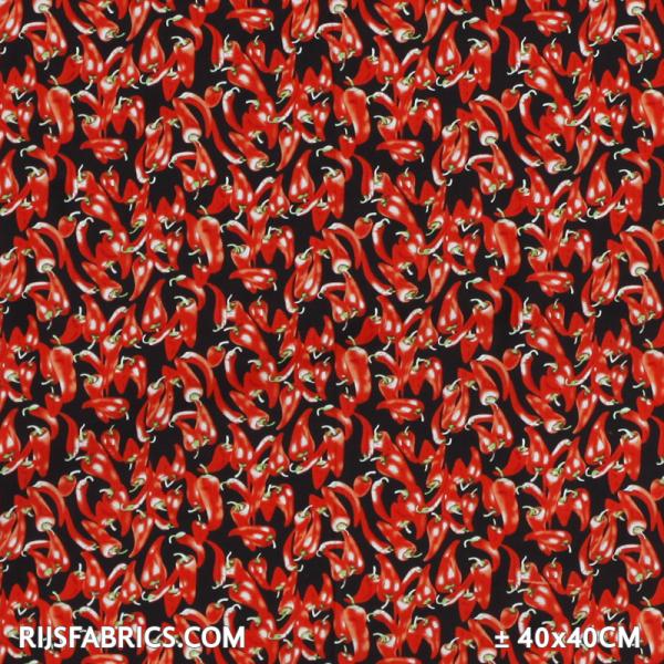 Child Fabric - Peppers Black Child Fabric Cotton