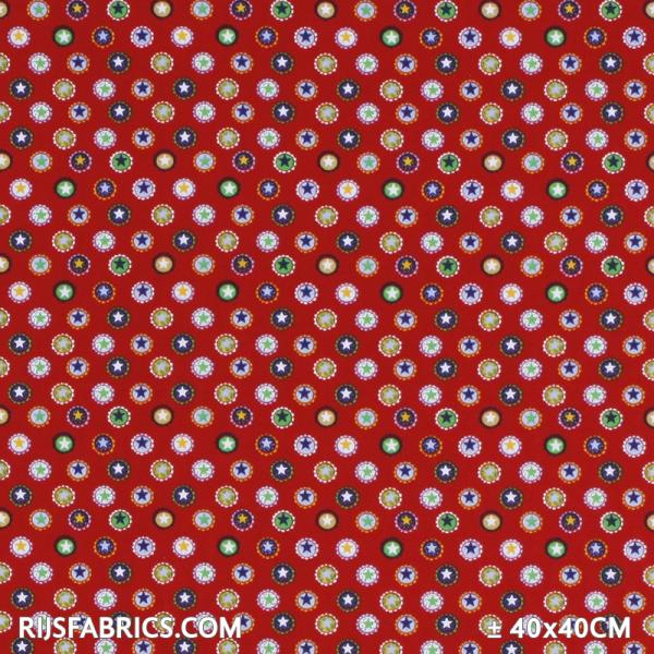 Child Fabric - Stars In Cookie Red Child Fabric Cotton