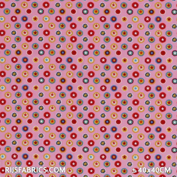 Child Fabric - Stars In Cookie Pink Child Fabric Cotton