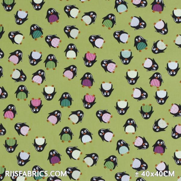 Child Fabric - Pinguin Lime Child Fabric Cotton