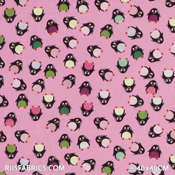Child Fabric - Pinguin Pink Child Fabric Cotton