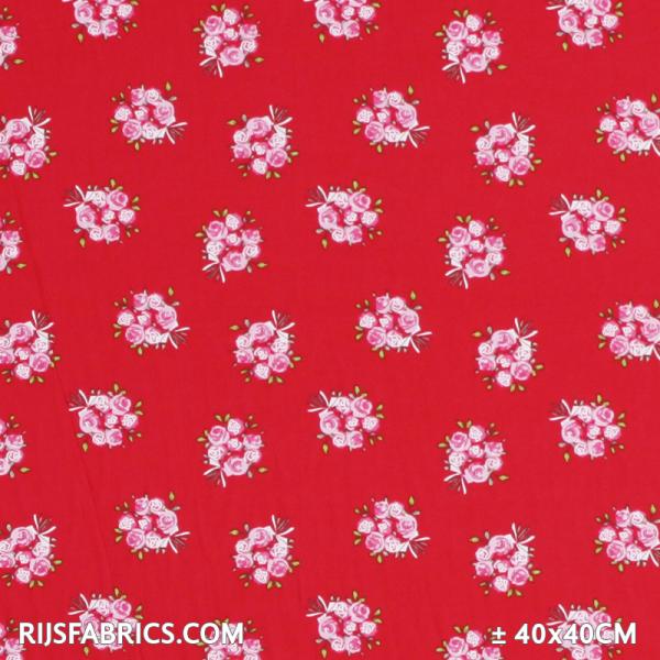 Child Fabric - Roses Bouquet Red Child Fabric Cotton