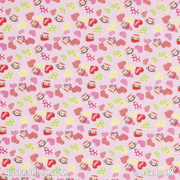 Child Fabric - Monkey Pink Child Fabric Cotton