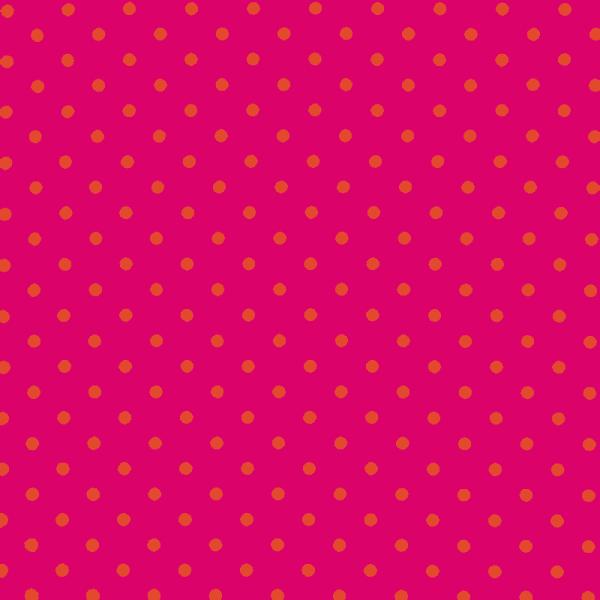 Polka Dot Fabric Fuchsia / Orange 7mm Dots 7 mm
