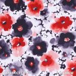 Cotton Satin Fabric Simple Flower Red Cotton Stretch Satin Fabric Printed