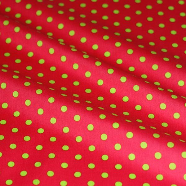 Coated Fabric Cotton Dots Fuchsia Lime 7mm Coated Fabric Cotton