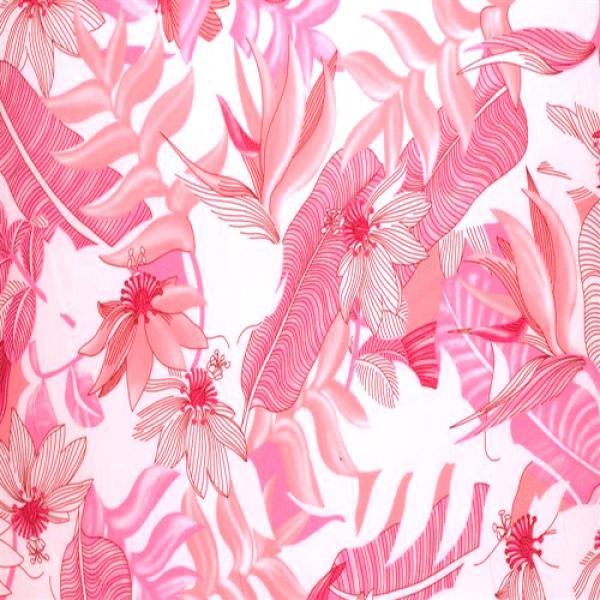 Cotton Pink Flowers &amp; Feathers FABRIC OUTLET