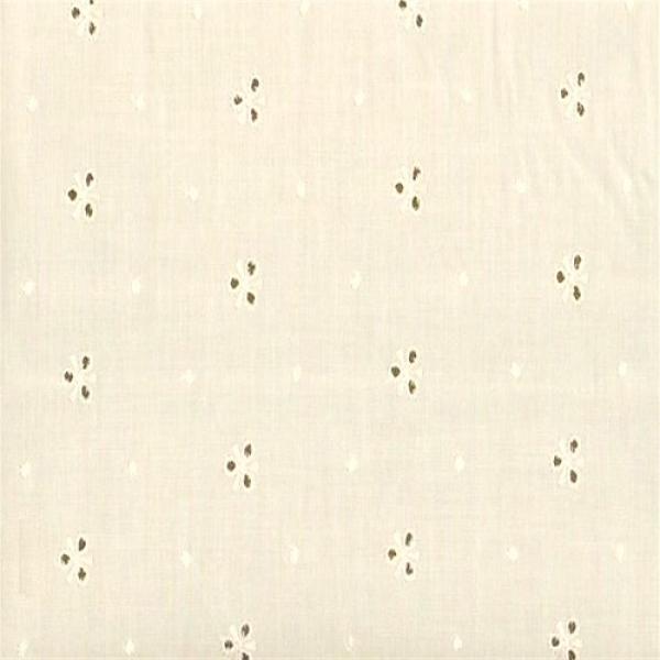Embroidery Swiss Three Leaf Clover Dots Off-White Embroidery Swiss