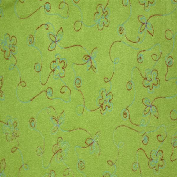 Fleece Lime Flower Fleece Embroidered Fabric
