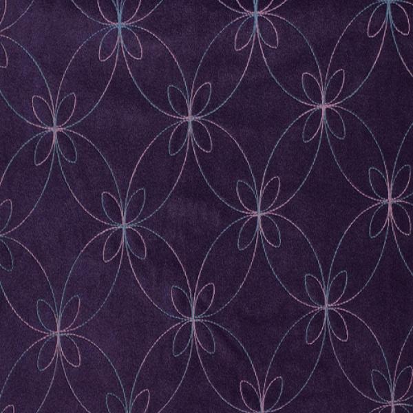 Fleece Purple Butterfly Fleece Embroidered Fabric