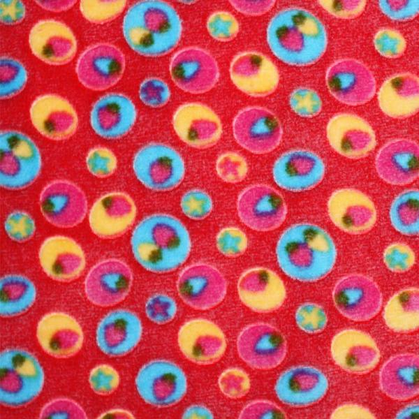 Fleece Fabric Circles Red Printed Fleece Fabric