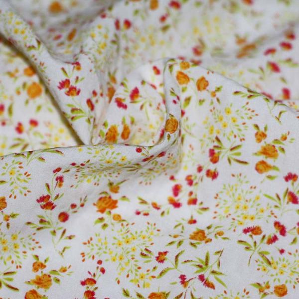 White Yellow Flowers FABRIC OUTLET