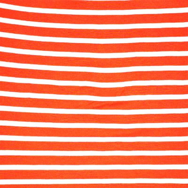 Jersey (Stripes) Orange White Jersey Stripe Fabric