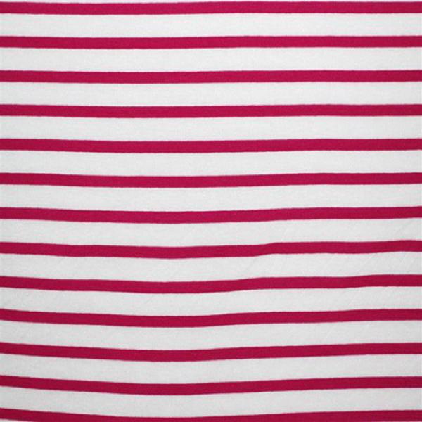 Jersey (Stripes) White Fuchsia Jersey Stripe Fabric