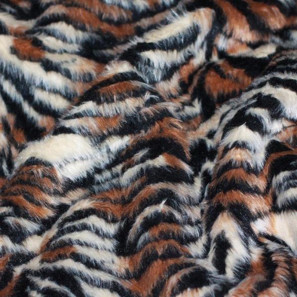 Faux Fur Fabric Tiger Brown Beige Faux Fur Fabric