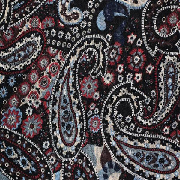 Lace Stof Printed Black Paisley FABRIC OUTLET