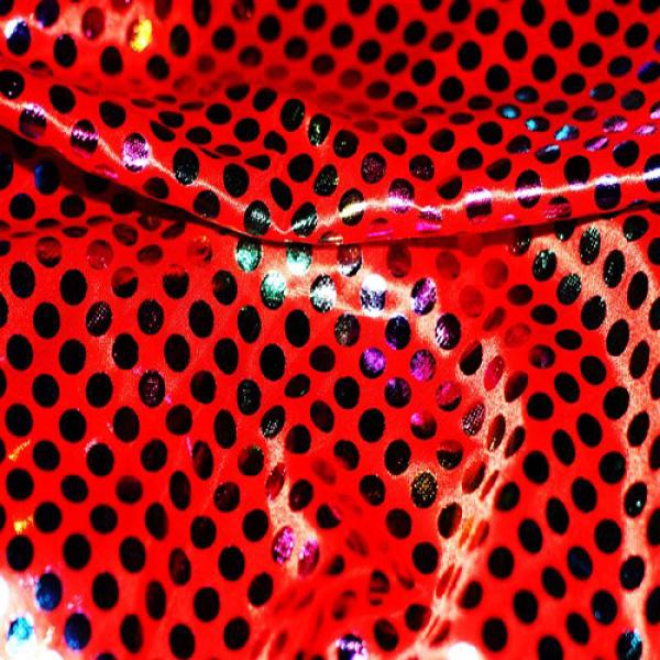 Lame Stretch Red Dots 8mm Lame Fabric