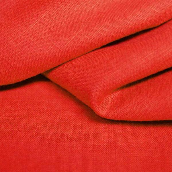 Linen Fabric Coral Red Linen Fabric Washed