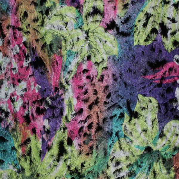 Wool Boucle Fabric Flowers Multicolour Wool Fabric