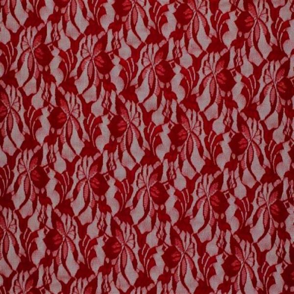 Lace Fabric Flowers Warm  Red (Stretch) Lace Fabric