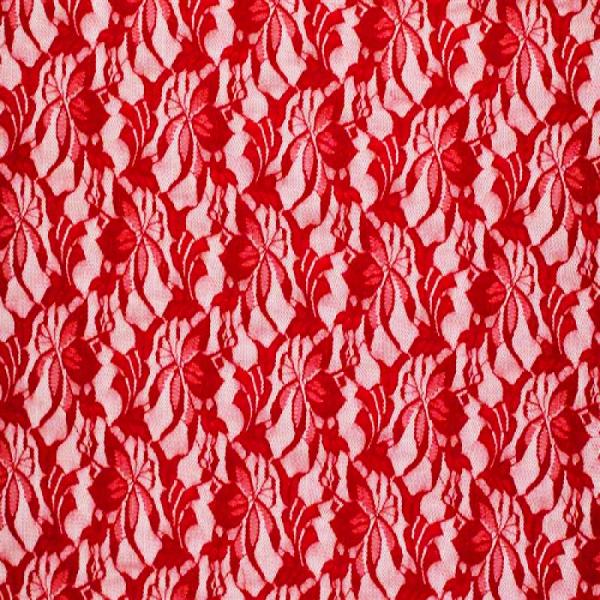 Lace Fabric Flowers Red (Stretch) Lace Fabric
