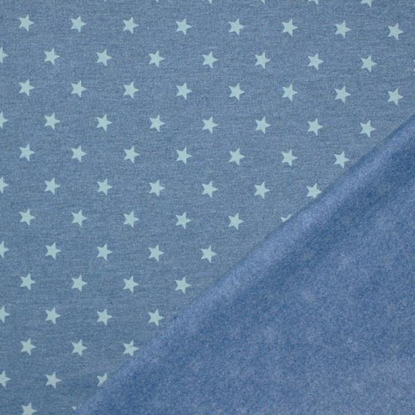 Jogging Fabric 1cm Stars Jeans Grey Jogging Fabric Printed