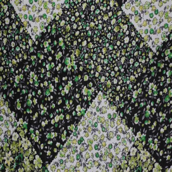 Voile Black White Yellow Flowers Voile Printed