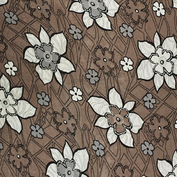 Voile Brown White Flowers Voile Printed