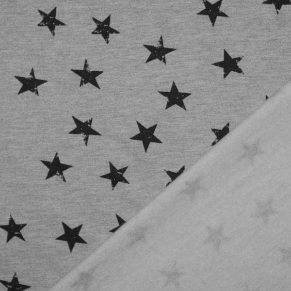 Jogging Fabric 3cm Stars Grey Navy Jogging Fabric Printed