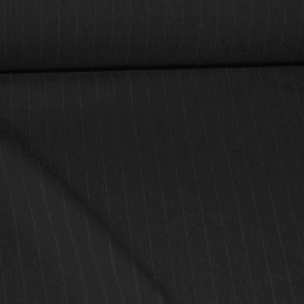 Stretch Textilles Chalk Stripe Black/White Polyester Viscose Fantasy